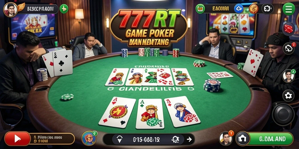 Screenshot gameplay Poker di 777RT yang mendebarkan.