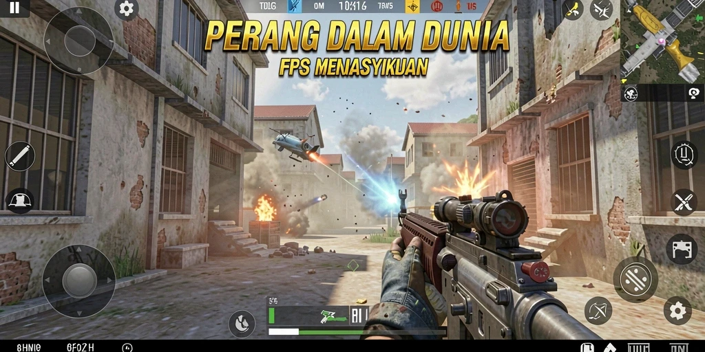 Tampilan gameplay seru di 8HHH dengan aksi FPS yang mendebarkan.