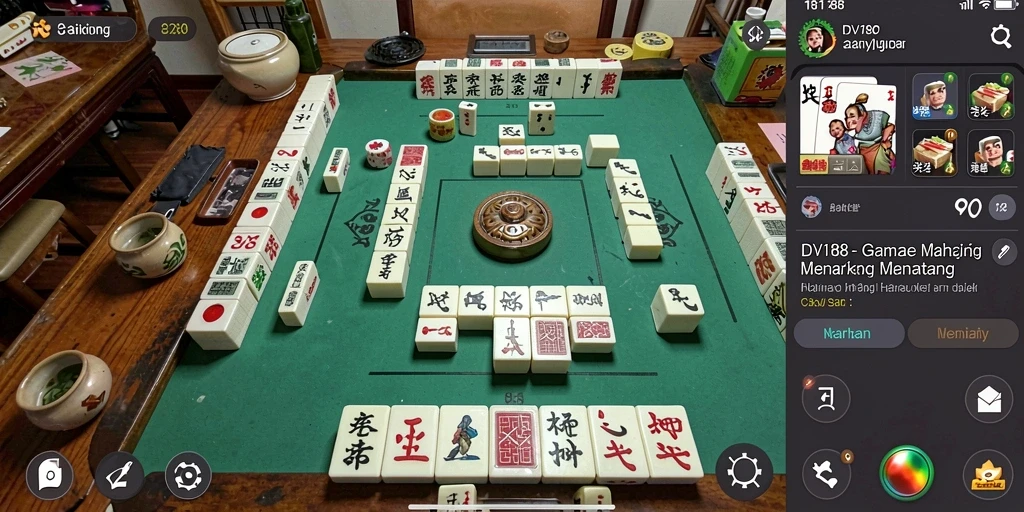 Screenshot gameplay DV188 dengan aksi mencocokkan ubin Mahjong.
