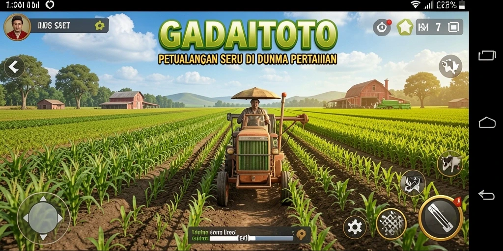 Gameplay GADAITOTO menampilkan aktivitas bertani yang seru dan interaktif.