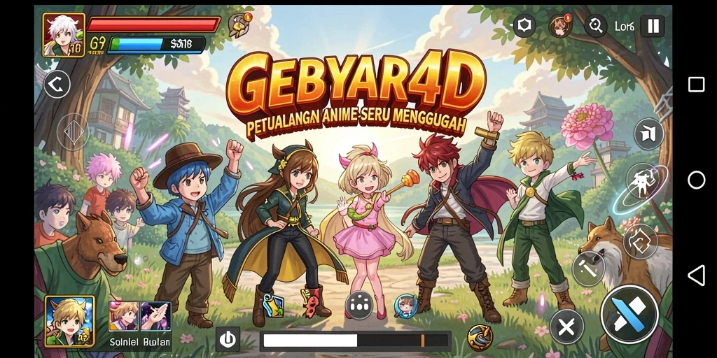 Tampilan seru gameplay GEBYAR4D dengan karakter Anime ikonik.