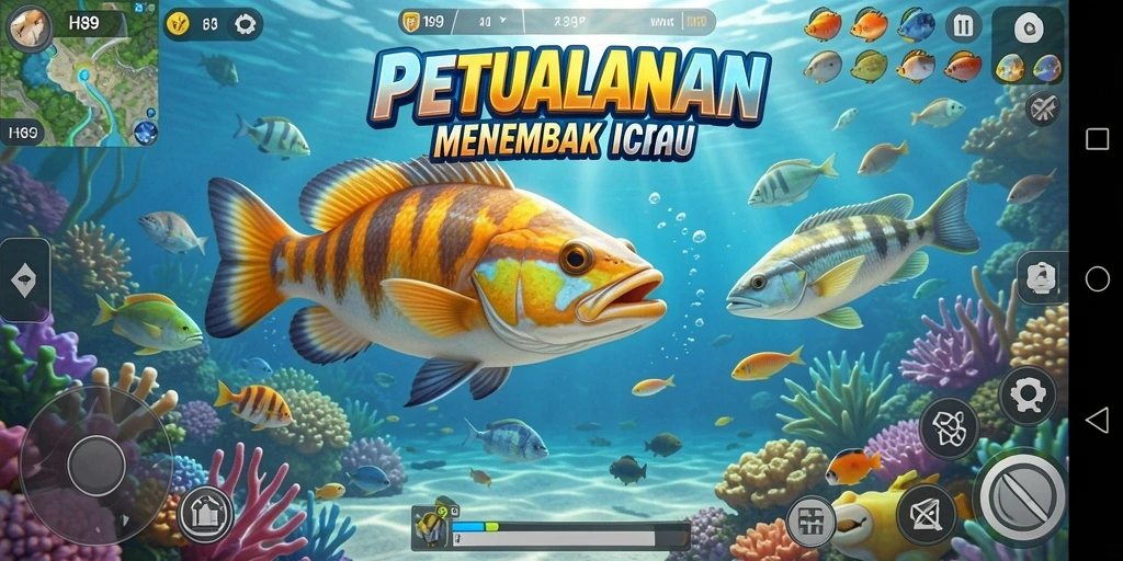 Tampilan gameplay H89 yang seru dengan aksi menembak ikan.