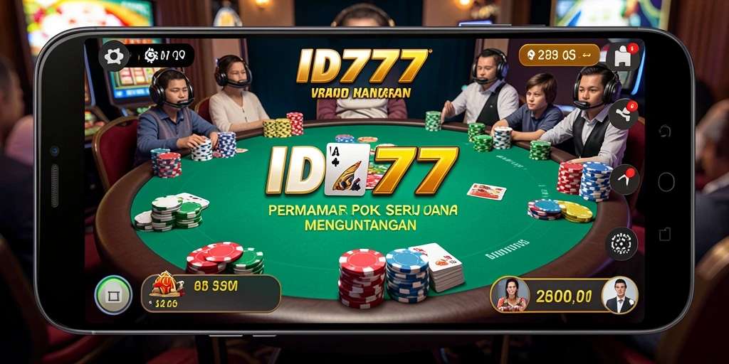 Screenshot ID777 menampilkan gameplay Poker yang mendebarkan.