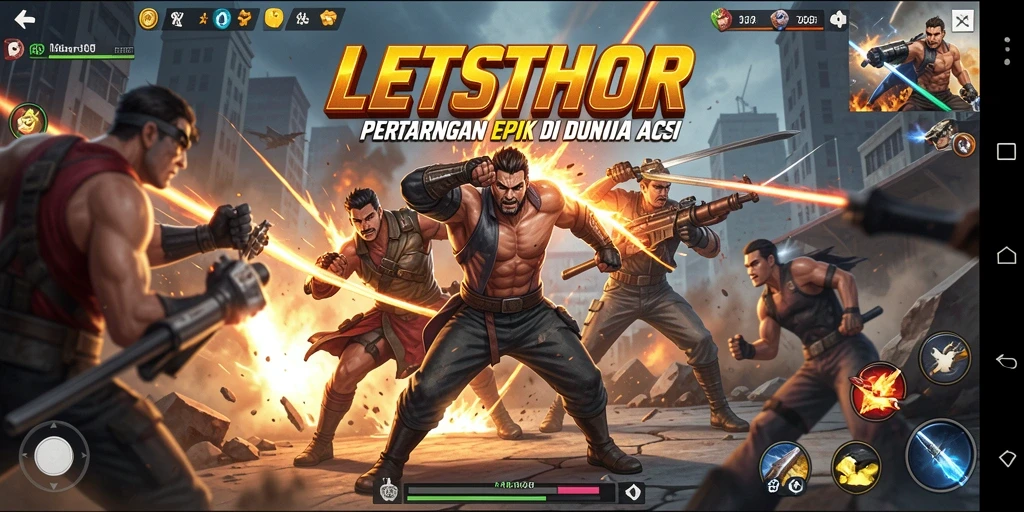 Gameplay LETSTHOR yang menegangkan dengan aksi penuh adrenalin.