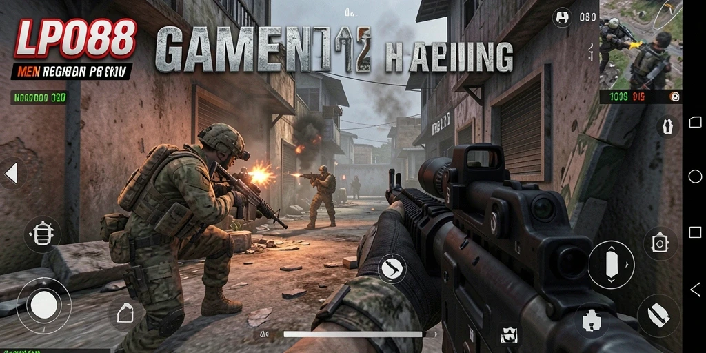 Tampilan utama gameplay LPO88 dengan aksi tembak menembak intens.