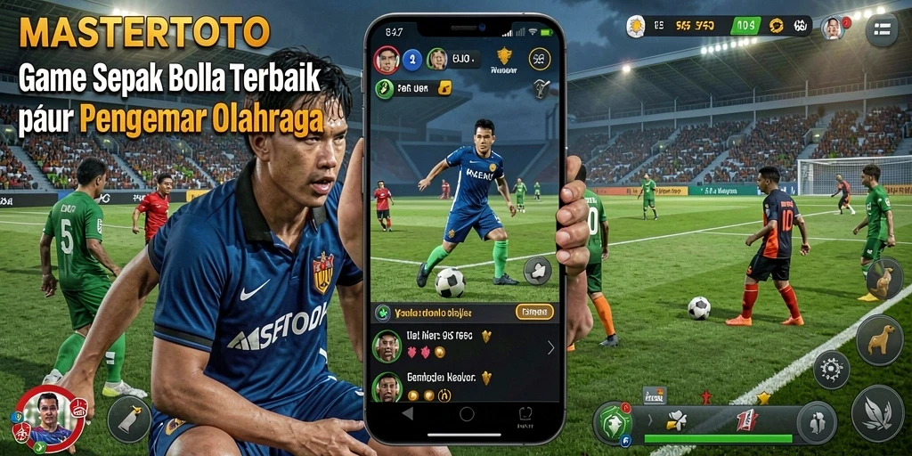 Screenshot gameplay MASTERTOTO menampilkan aksi seru di lapangan sepak bola.