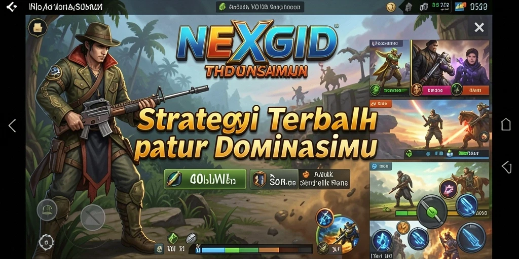 Tangkapan layar utama NEXGID menampilkan aksi strategi yang mendebarkan.