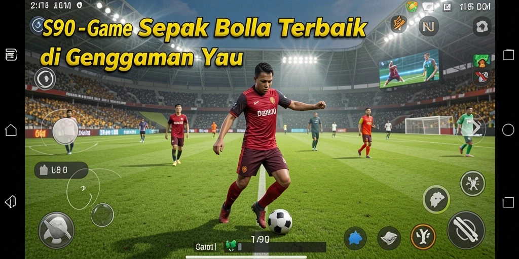 Screenshot gameplay S80 menampilkan aksi seru di lapangan sepak bola.