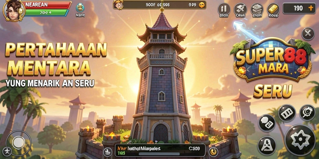 Tampilan menara yang siap melawan musuh dalam SUPER88.