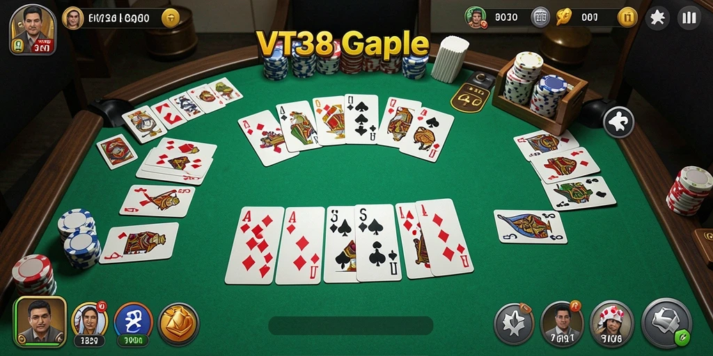 Screenshot gameplay VT38 yang menampilkan momen seru bermain Gaple.